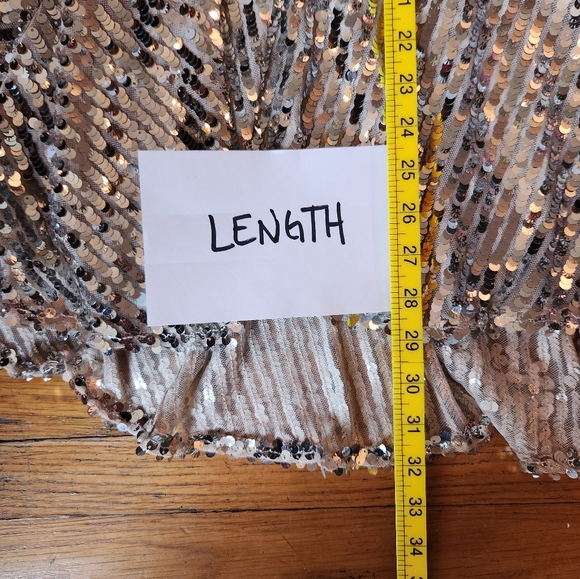 ZARA High Waisted Silver Sequin Ruffle Skirt - Picture 8 of 11